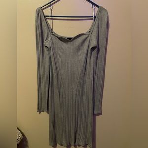 LG Petite Banana Republic Metallic Silver Stretch Dress